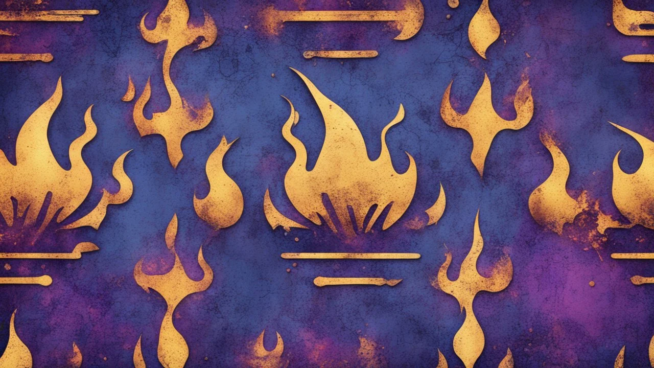 Hyper Realistic Navy-Blue & Purple Grungy-Retro-Artistic-Pattern with golden-fire-embers Background