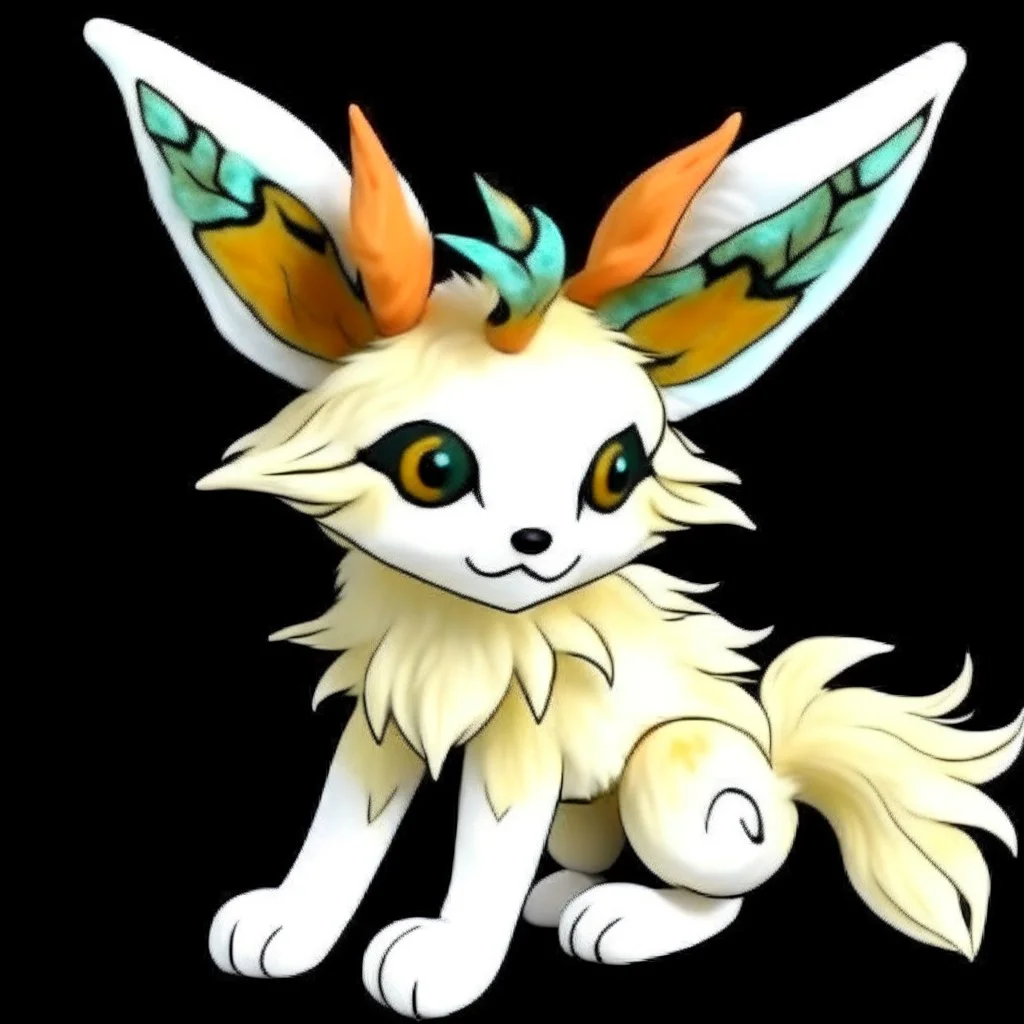 Create an moth fox cat with moth fluff collar thing and moth wings