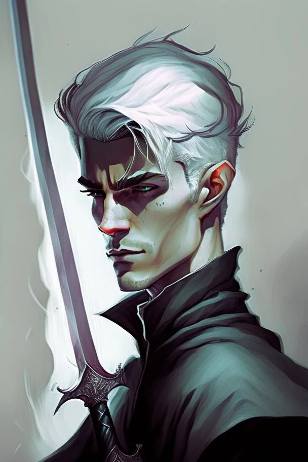 noble swordman very short gray hair demi-fiend