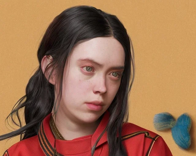 ying in the bathroom, photorealistic illustration, Billie Eilish