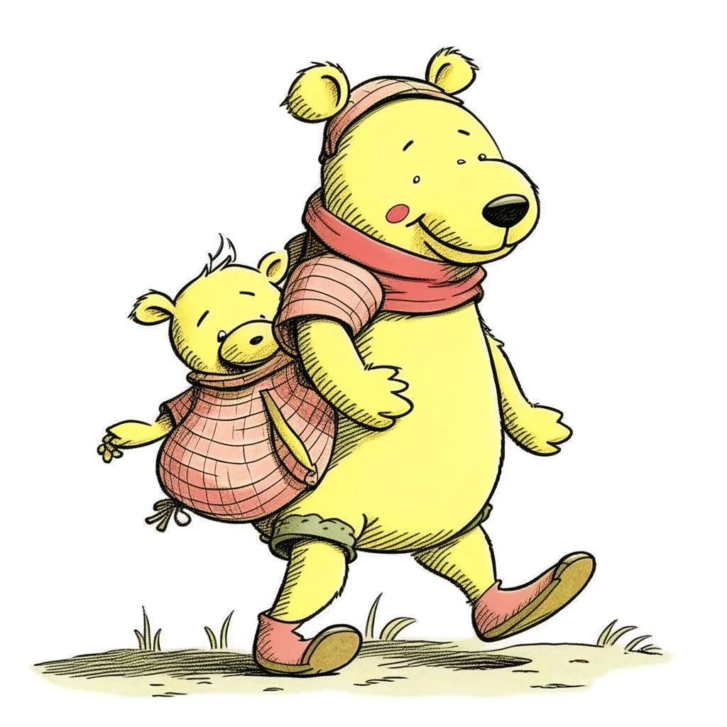 illustration of Winnie the pooh carrying piglet