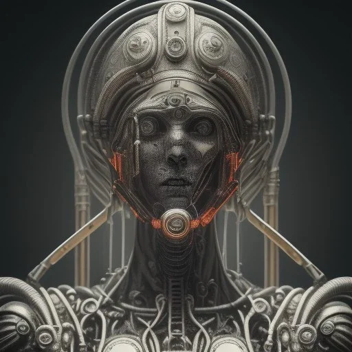 a greek marmor statue of athena, steam punk, hr giger, scary, horror, realistic, made in octane, cinematic, movie, CGI, ultra-realistic, extremely detailed octane rendering, 8K, VRAY Super Real ar 2:3, dof photorealistic futuristic 50mm lens hard lighting dark gray tintype photograph, realistic lighting, sephia colors