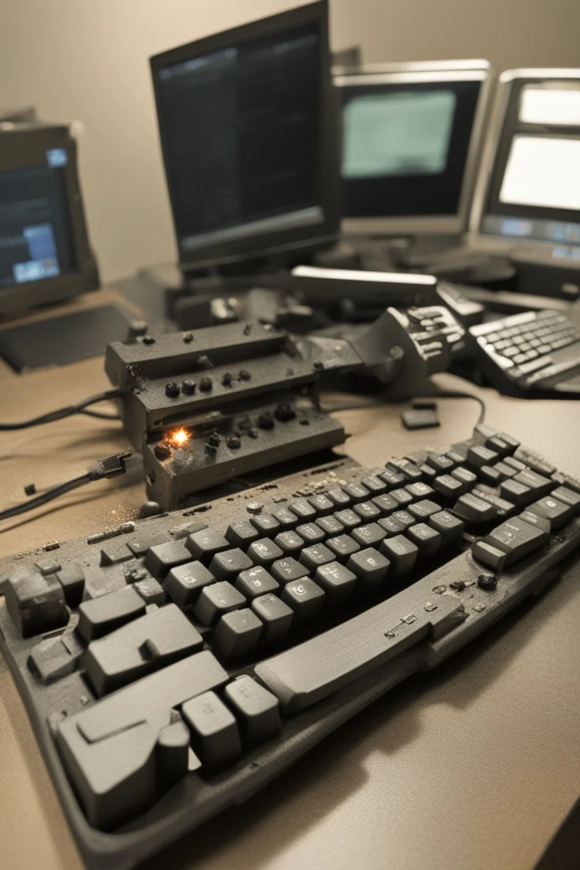 A weaponized computer keyboard that shoots lightning bolts and is a remote controlled bomb.