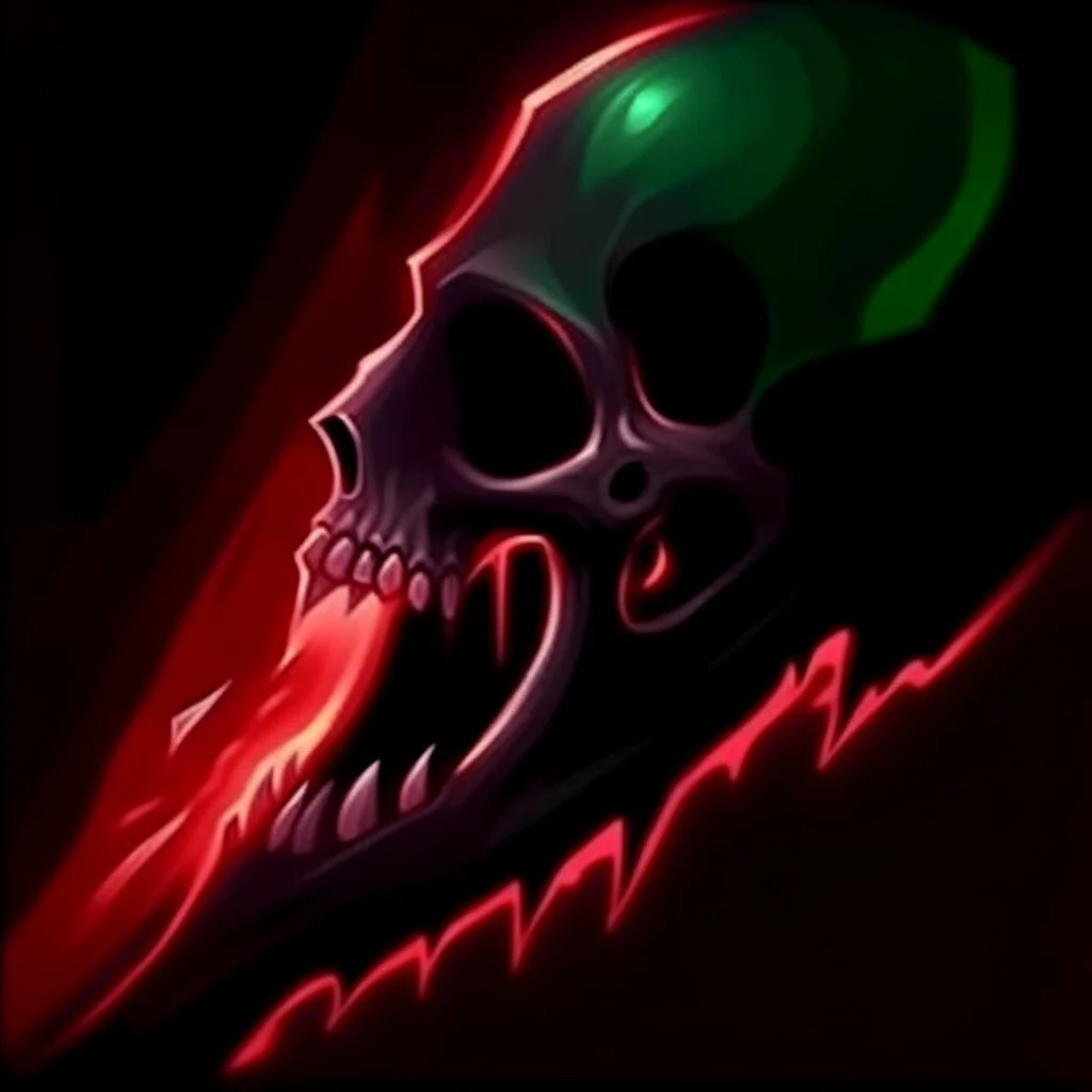 Minimalistic vampire skull with open mouth, side view, 2D