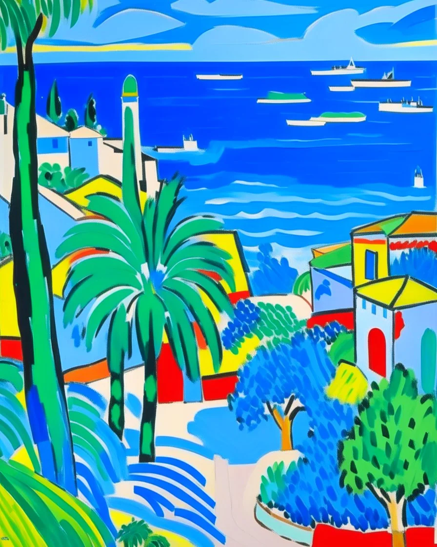 A blue town near a beach painted by Henri Matisse