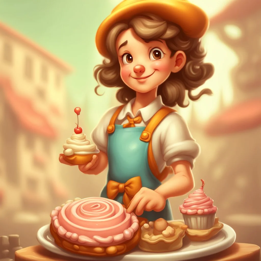 a cartoon character thirty years old confectioner , an ultrafine detailed painting by senior character artist, featured on polycount, sots art, artstation hd, 2d game art, behance hd