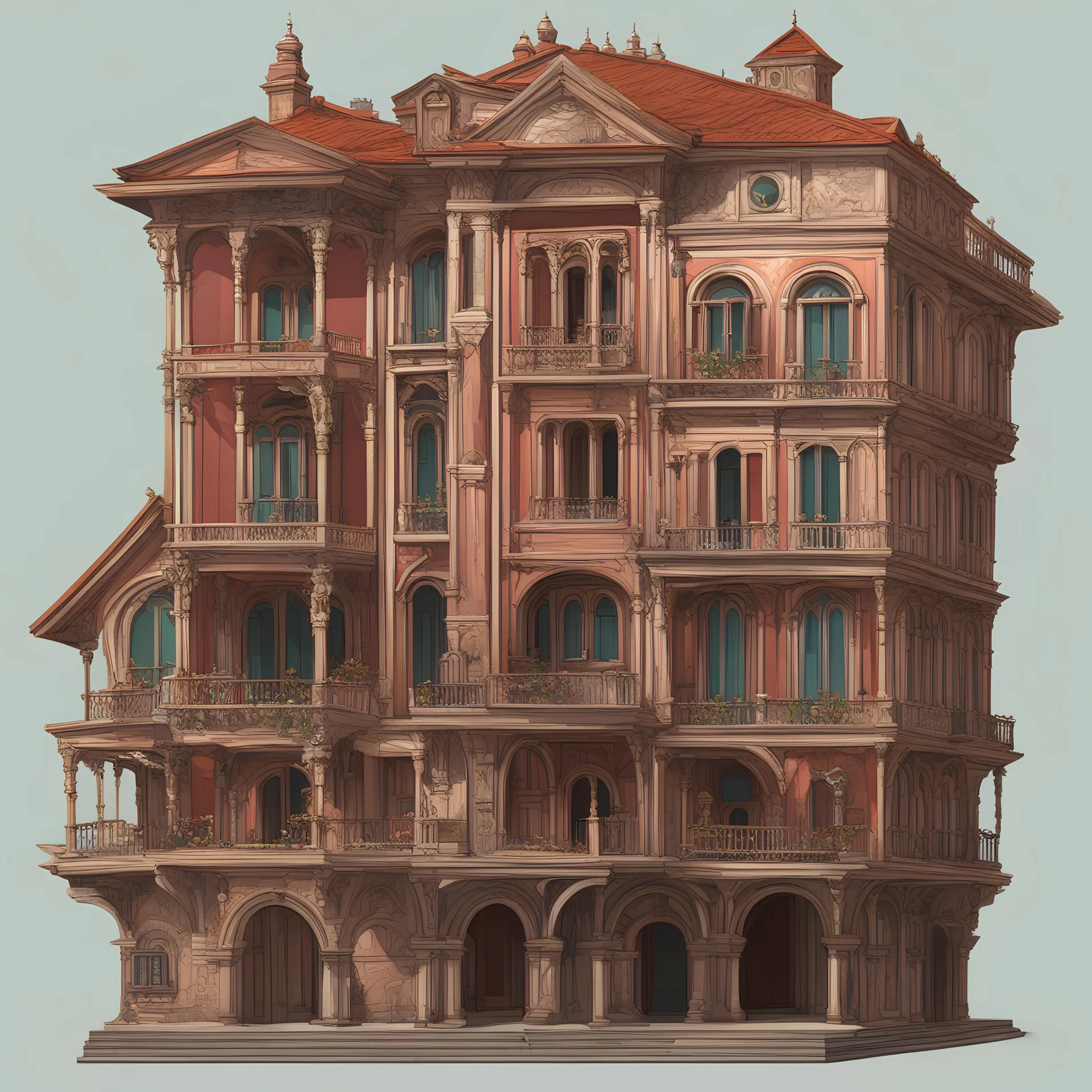 Venetian House Vector Art Fantasy asset orthographic view