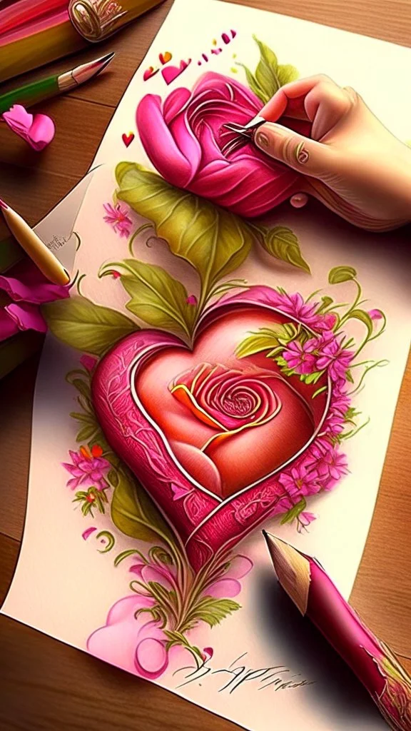 love letter, art, drawing, very realistic, detailed, vibrant colors.