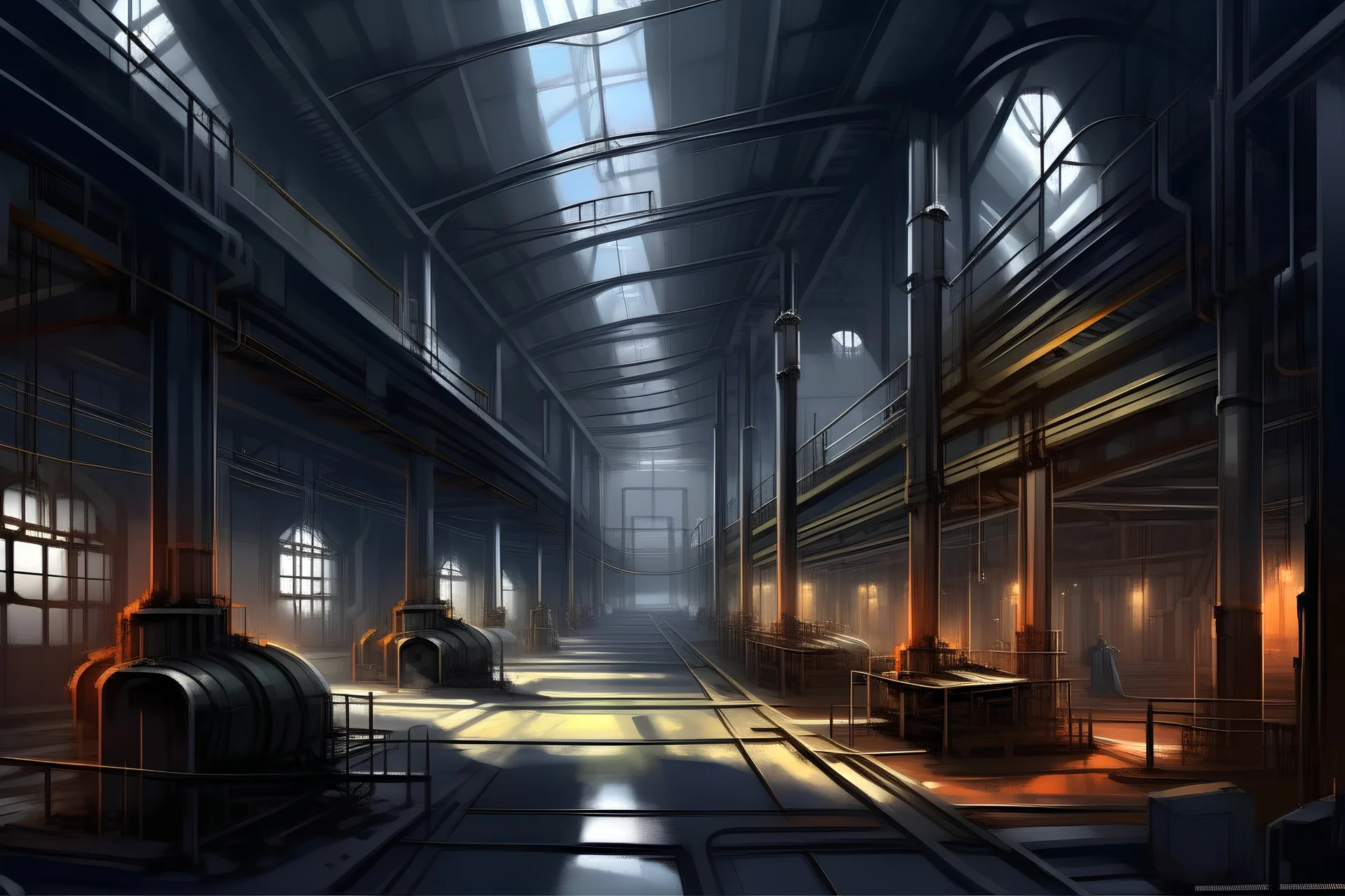 concept art interieur d'une usine