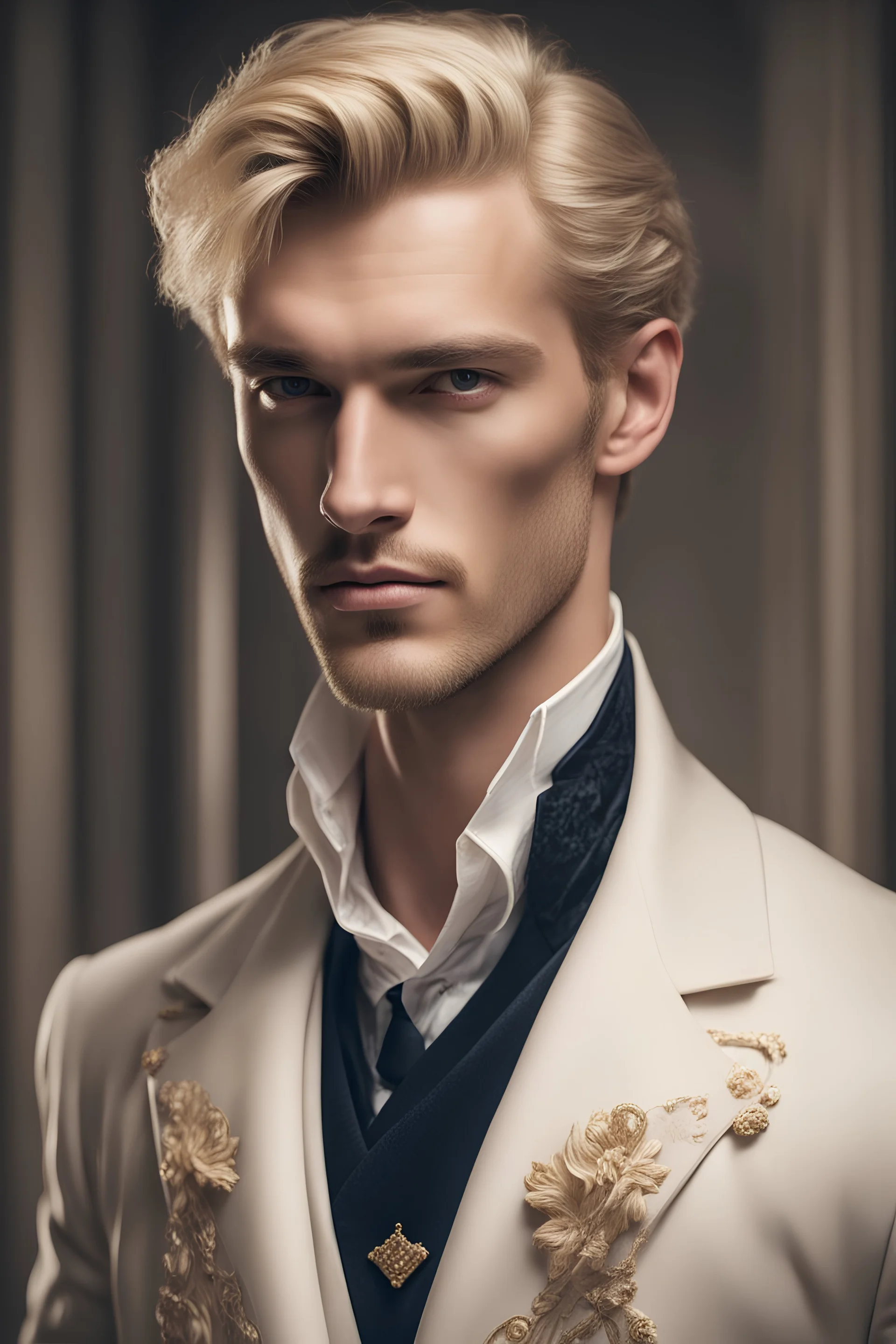 handsome guy, aristocratic, blond, tall and strong