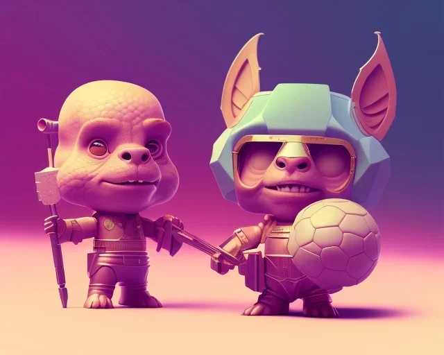 tiny cute {Arnold Schwarzenegger} toy, standing character, soft smooth lighting, soft pastel colors, skottie young, 3d blender render, polycount, modular constructivism, pop surrealism, physically based rendering, square image, evil ,