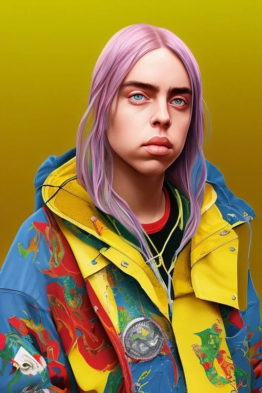 Billie Eilish, legs, photorealistic illustration, 4k