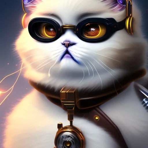 Cyberpunk Portrait of cyborg Persian cat child with brown hair and with cute face, north pole snowy vibe , perfect composition, hyperrealistic, super detailed, 8k, high quality, trending art, trending on artstation, sharp focus, studio photo, intricate details, highly detailed, by greg rutkowski