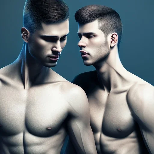 Two male lovers together, volumetric lighting, intricate details, realistic style