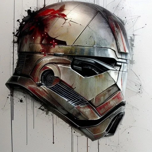 photorealistic luke skywalker helmet with weathered painting , illustration on coarse canvas by <agnes cecile> and <Yoji Shinkawa>, ornate and intricate details , soft smooth lighting, concept art,