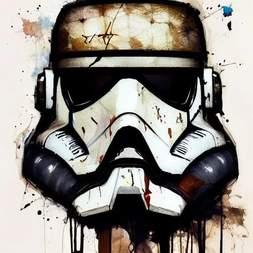 photorealistic scout trooper helmet with weathered painting , illustration on coarse canvas by <agnes cecile> and <Yoji Shinkawa>, ornate and intricate details , soft smooth lighting, ultra detailed concept art,