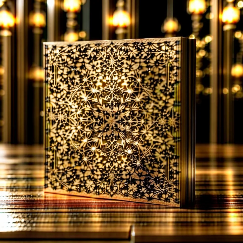 Wood sparking arabesque greeting card