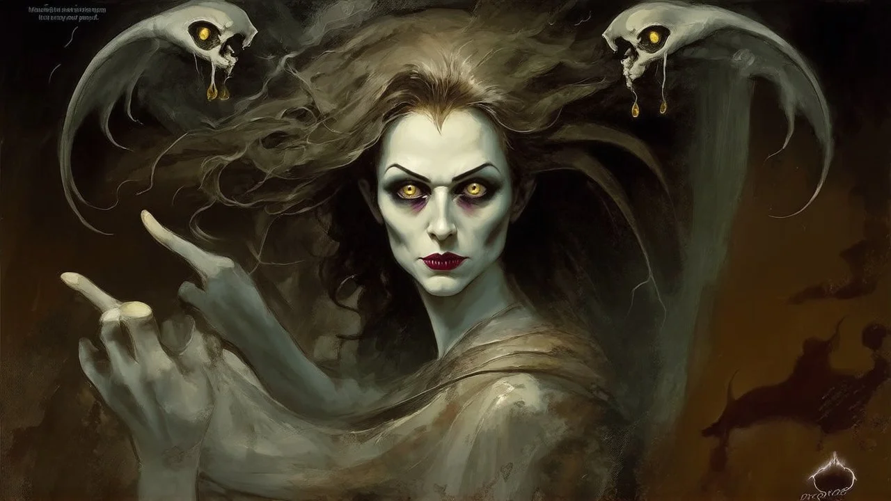 Magic. Digital painting. Drama. Creepy. Vampire. Stormy. Supernatural.