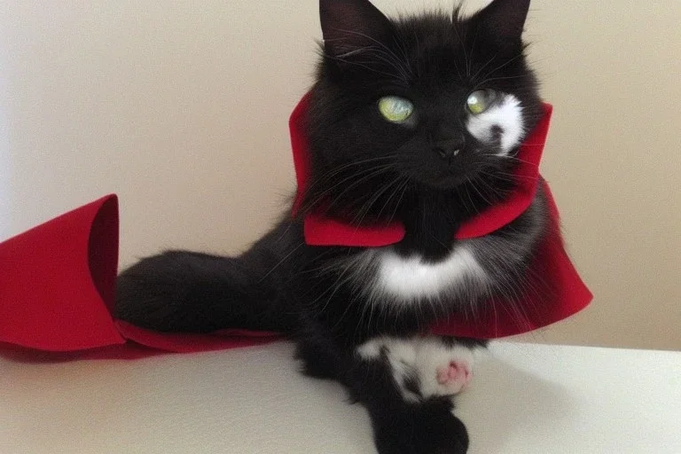 Vampire cat with cape. Both eyes