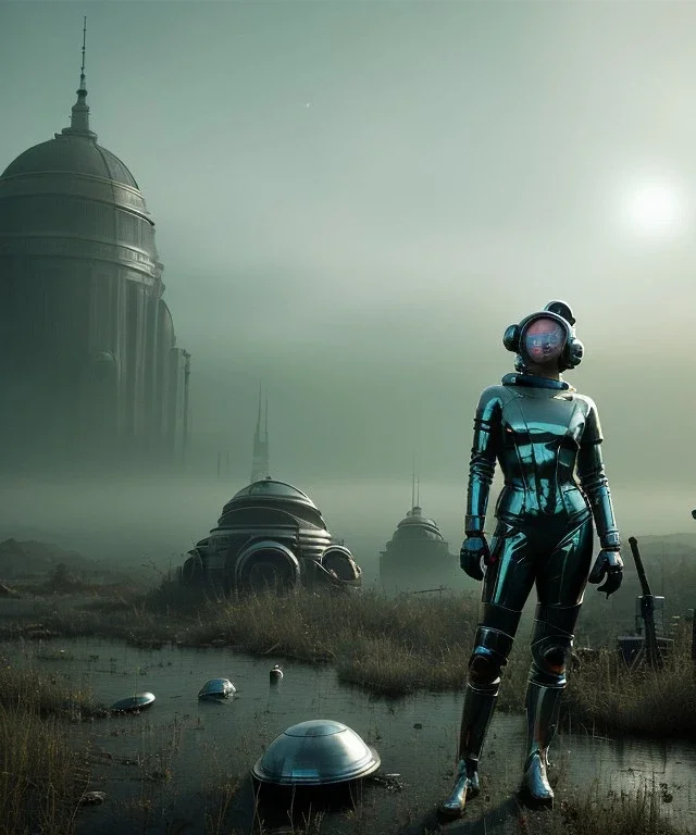 Ultra Realistic retro sci-fi scene, portrait, 2 blonde woman clones, sweet young Marilyn Monroe face, perfect iris, tight latex coat, helmet, Strange planet background. Spaceship, fog, rain, soft color, highly detailed, unreal engine 5, ray tracing, RTX, lumen lighting, ultra detail, volumetric lighting, 3d, finely drawn, high definition, high resolution.