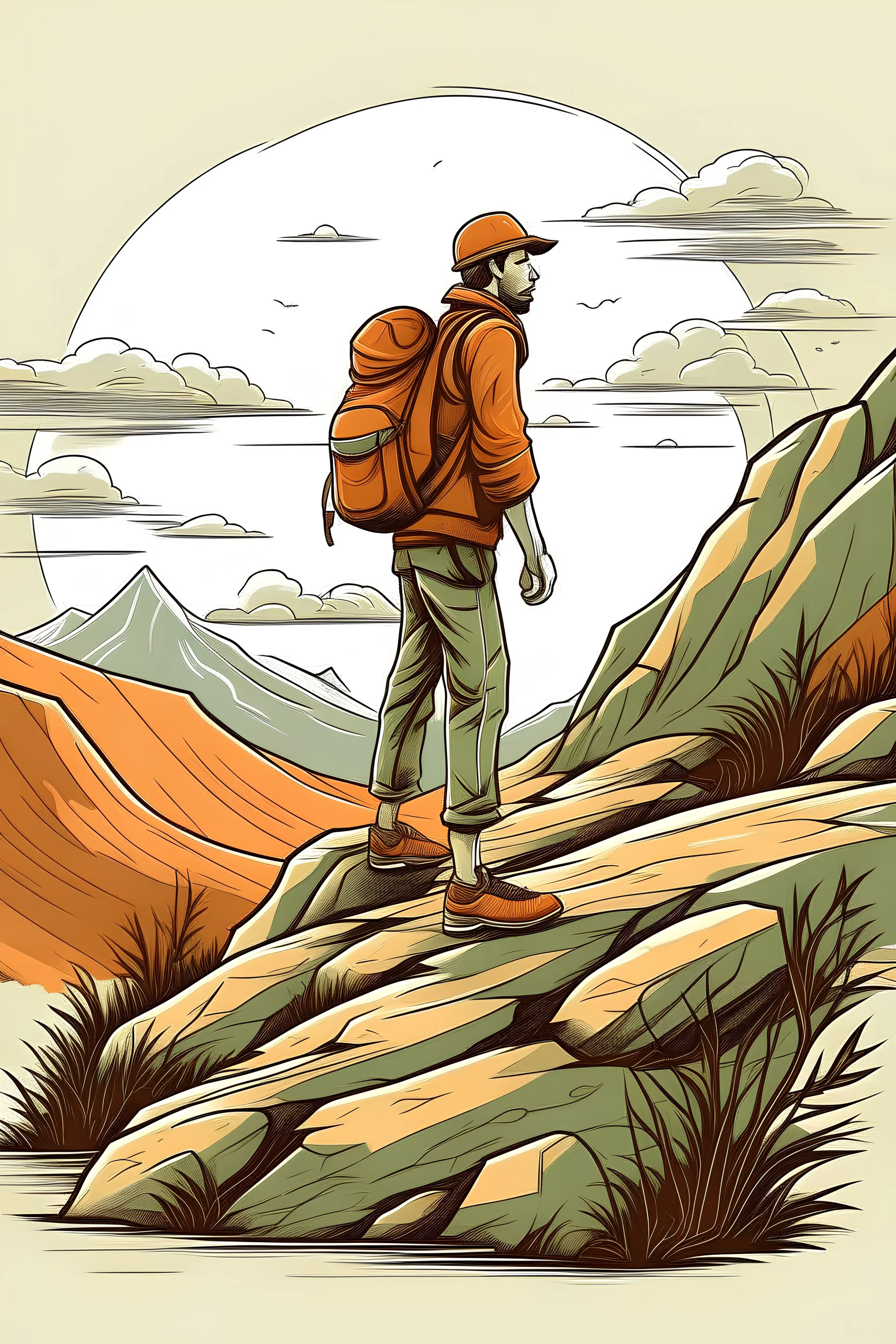 Art illustration trekking person