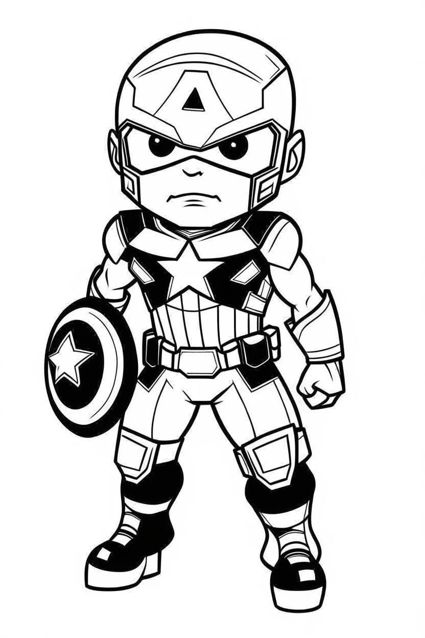 out line art of CAPTIAN AMERICA super HIRO colouring pages with white background ,skech style ,full body. only use outline,mandala style,clean line art,white background,no shadow and clear and well outlined