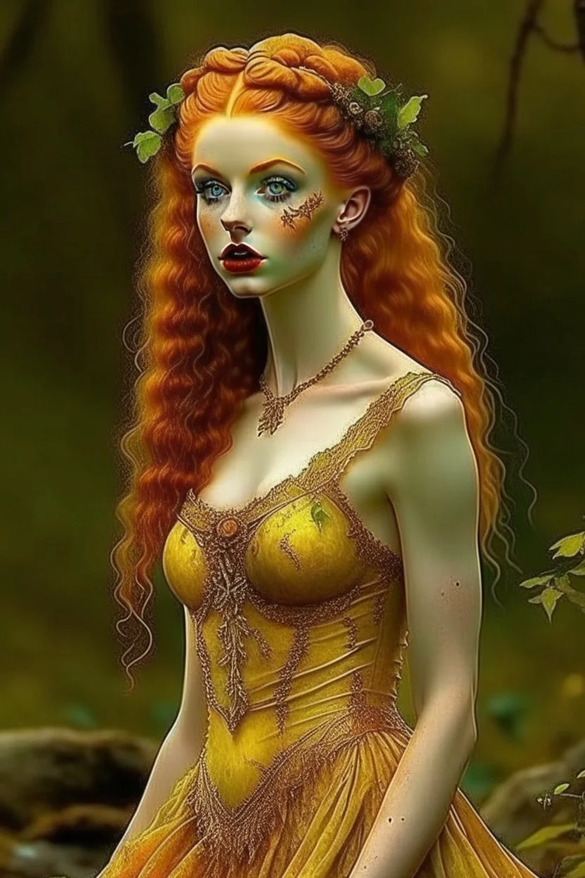 pretty girl, aged 19, ginger, faun, fantasy, attractive, dress