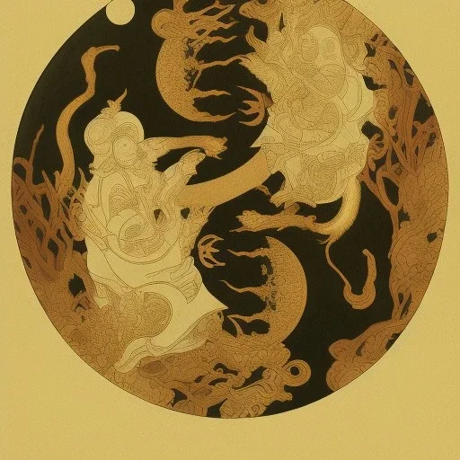 Ukiyo-e Style , yin and yang