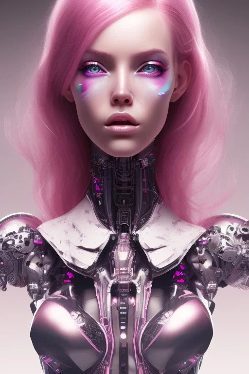 cyborg, pink hair, seven , perfekt eye, real, dream