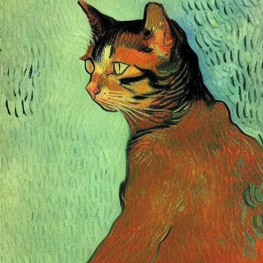 Portrait of a cat by Van Gogh