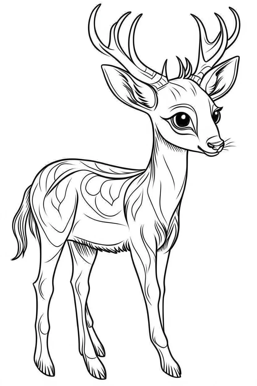 outline art for Gazelle Fawn coloring pages with sitch, white background, Sketch style, full body, only use outline, toddlers style, clean line art, white background, no shadows and clear and well outlined.