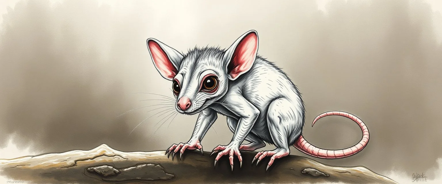 rat gremlin , airbrush and pen outline