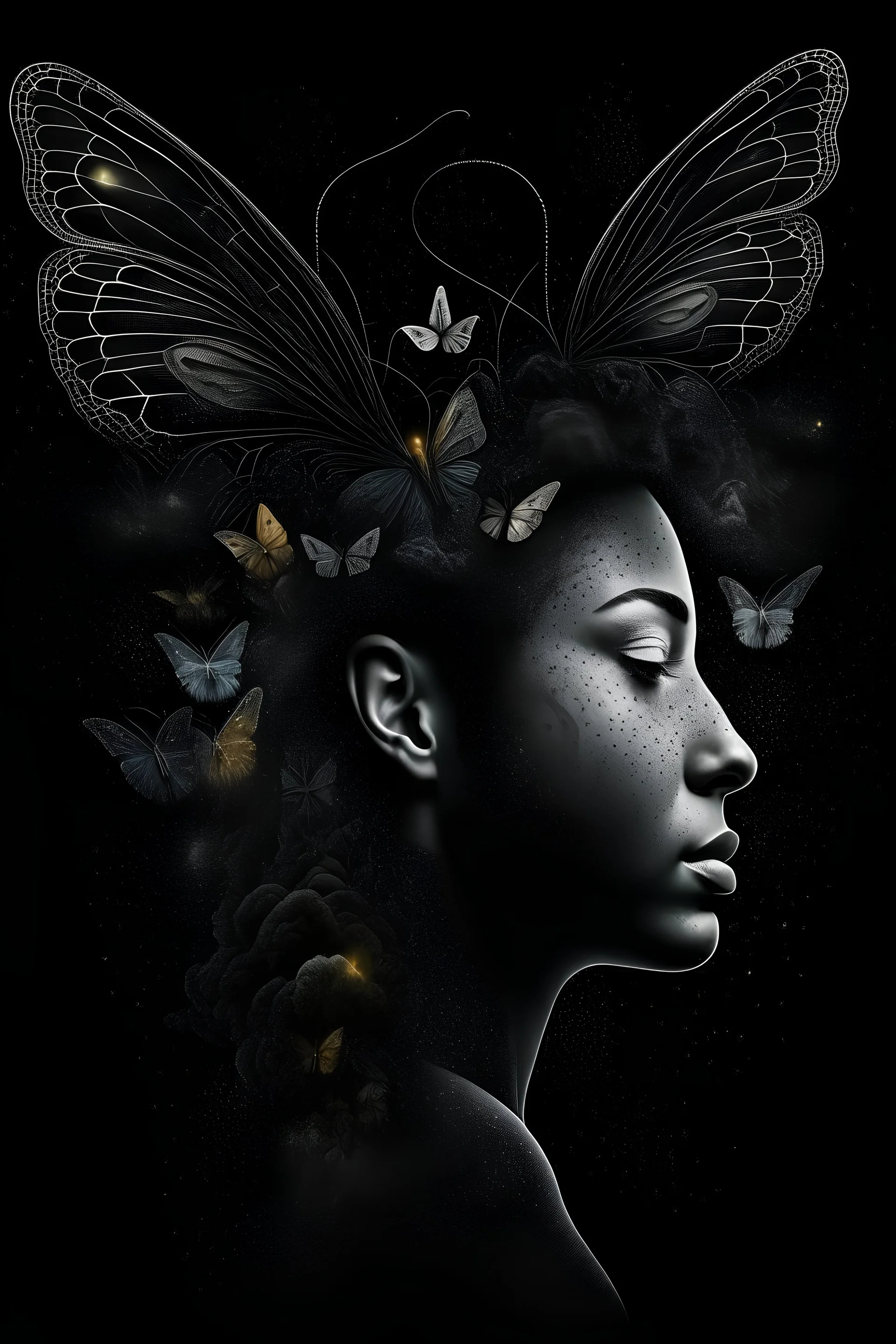 Metamorphosis. Metaphors, dark matter, illusions. Illustrate. Transparent, mental transformation