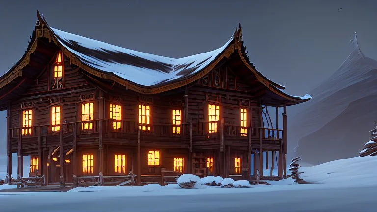 wooden house in the highlands of mongolia