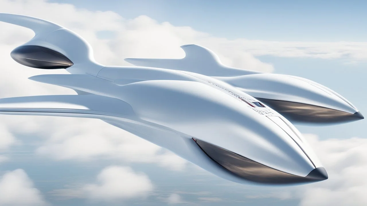 The image depicts a futuristic, high-tech electric aircraft gracefully soaring through the sky. The aircraft boasts a sleek and sustainable design, with advanced electric batteries powered by modern technology prominently visible. The background features a clear, blue sky, symbolizing the bright future of travel and space exploration.
