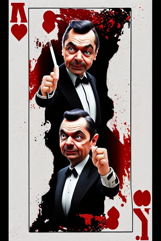 mr bean as the mafia godfather wearing gloves, in casino top floor, 4k, trending art, weird perspective, realism, spray paint, detailed