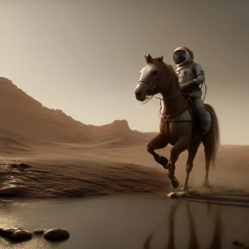 Eart background Riding horse astronaut mars unreal engine 5, octan render