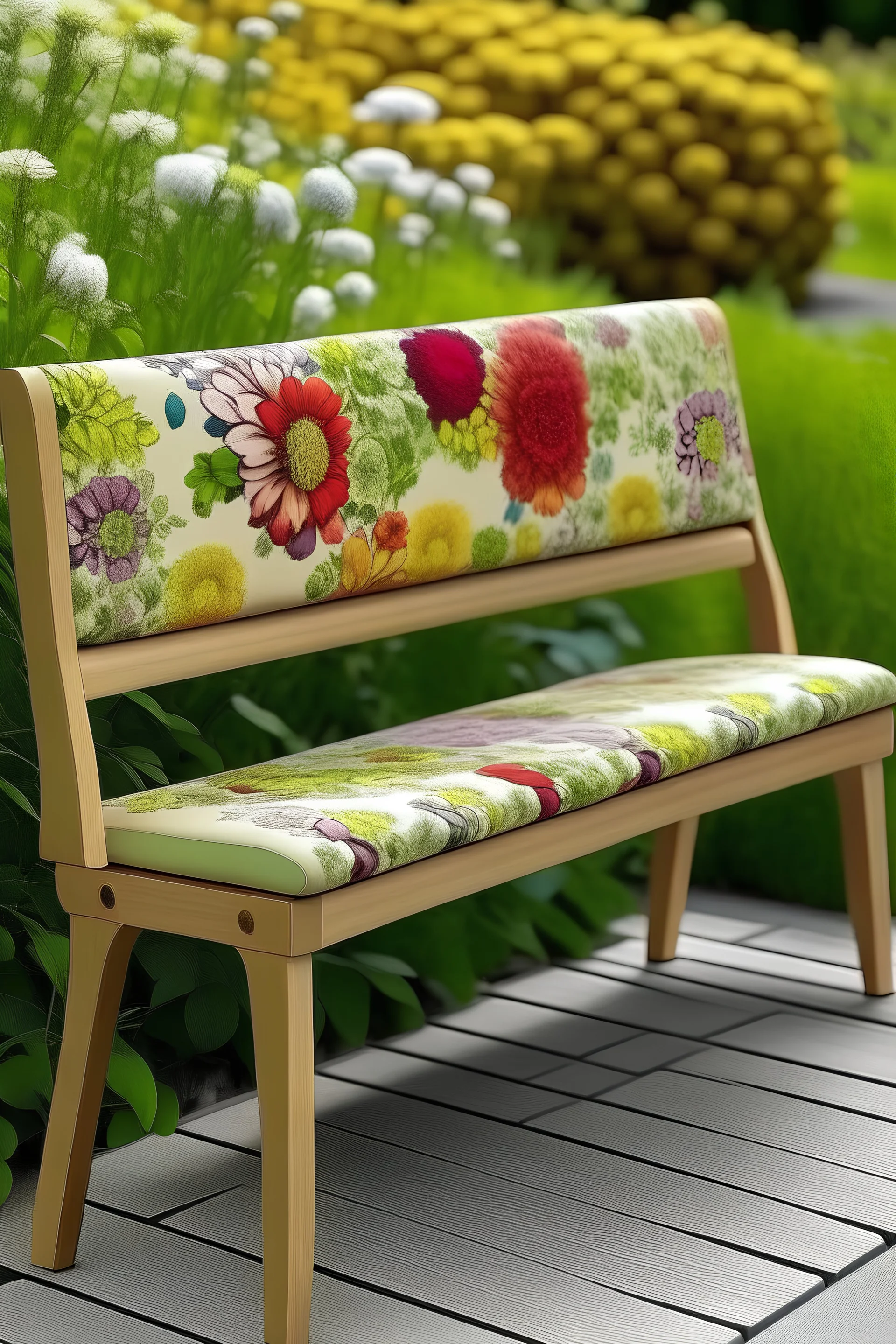 aesthetic organic floral functional and comfortable bench with back rest