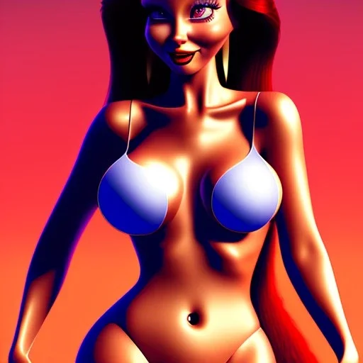 fullbody portrait of voluptuous atletic beautiful young Jessica Rabbit in bikini Caravaggio style