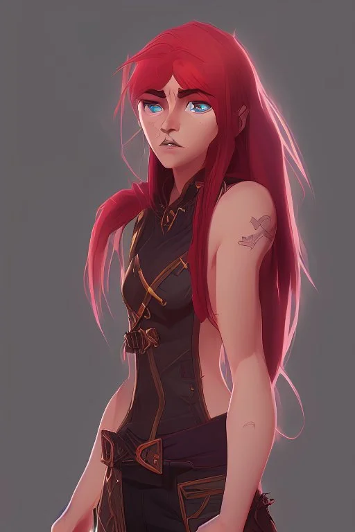 Teenaged Female Red haired kitsune paladin