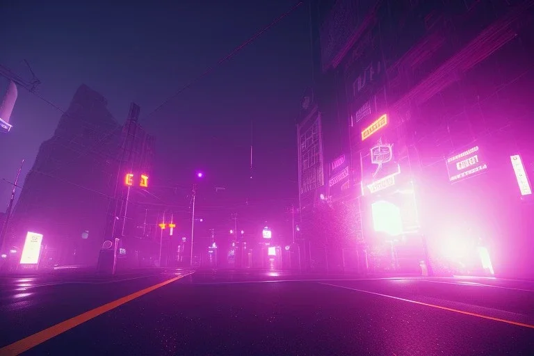 detroit home run down , night time , unity, scriptable render pipeline , lighting , volumetric , global illumination, fog , purple emission , purple tone.