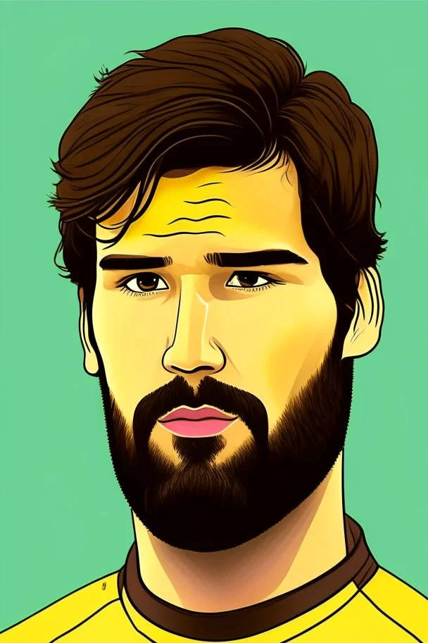 Alisson Becker Brazilian football player ,cartoon 2d