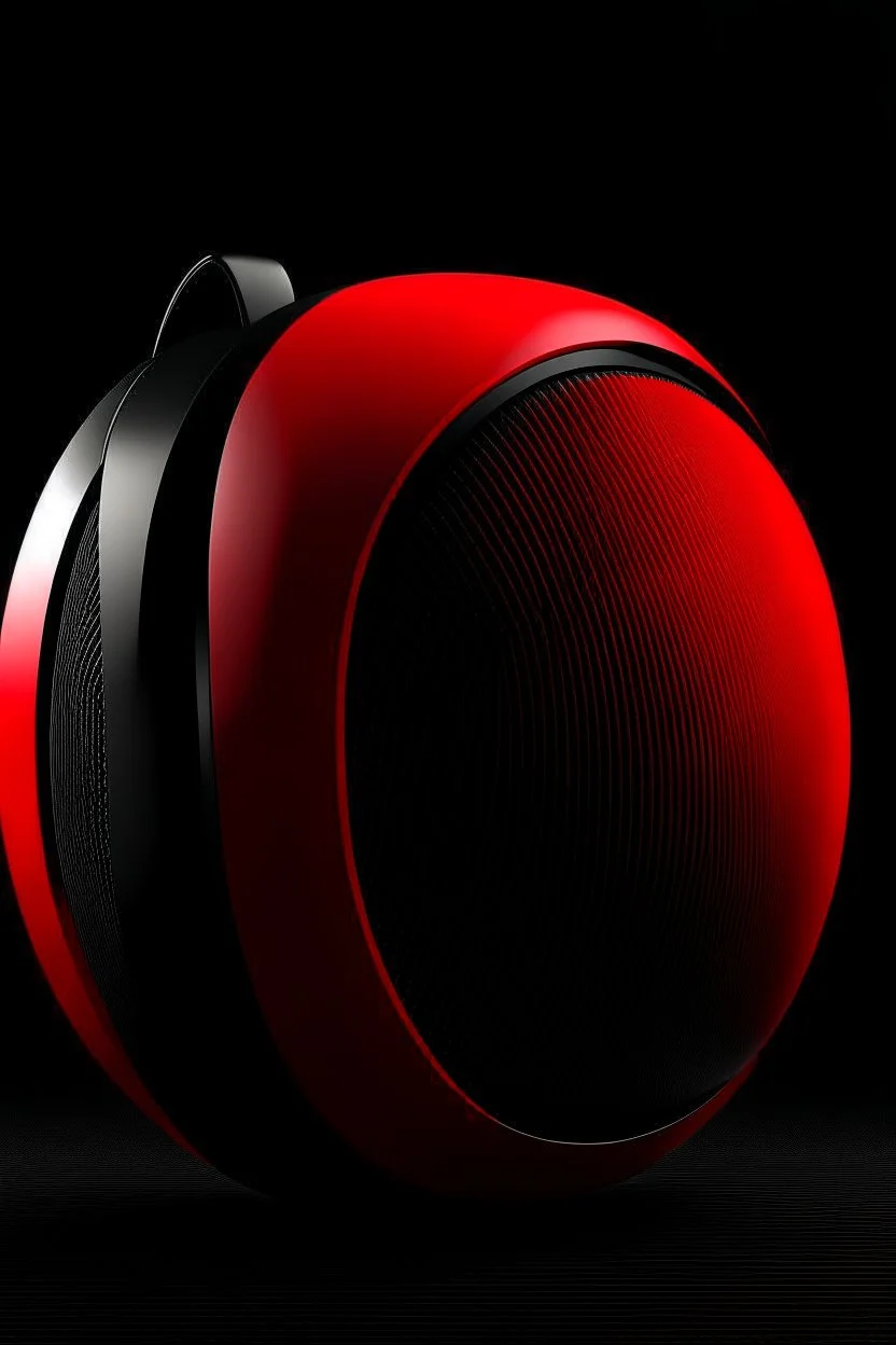 portable speaker, form inspired by flora and fauna , architecture form, modern design style and black and red color