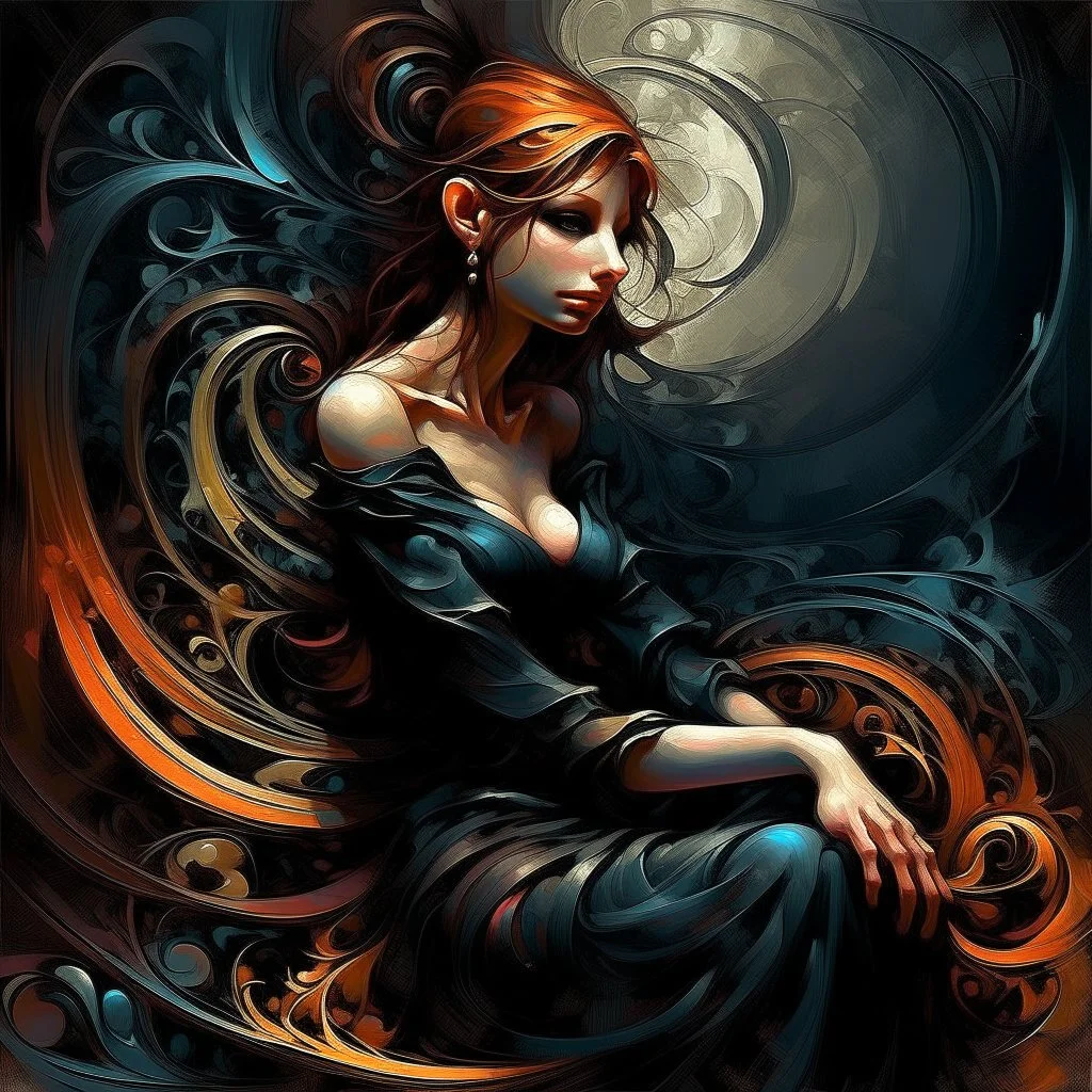 3d . beautiful woman. midium dark shadows. Alex Maleev