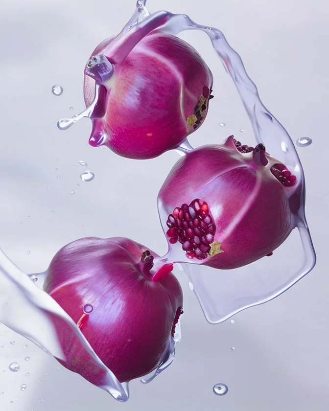 pomegranate fruit refraction under water