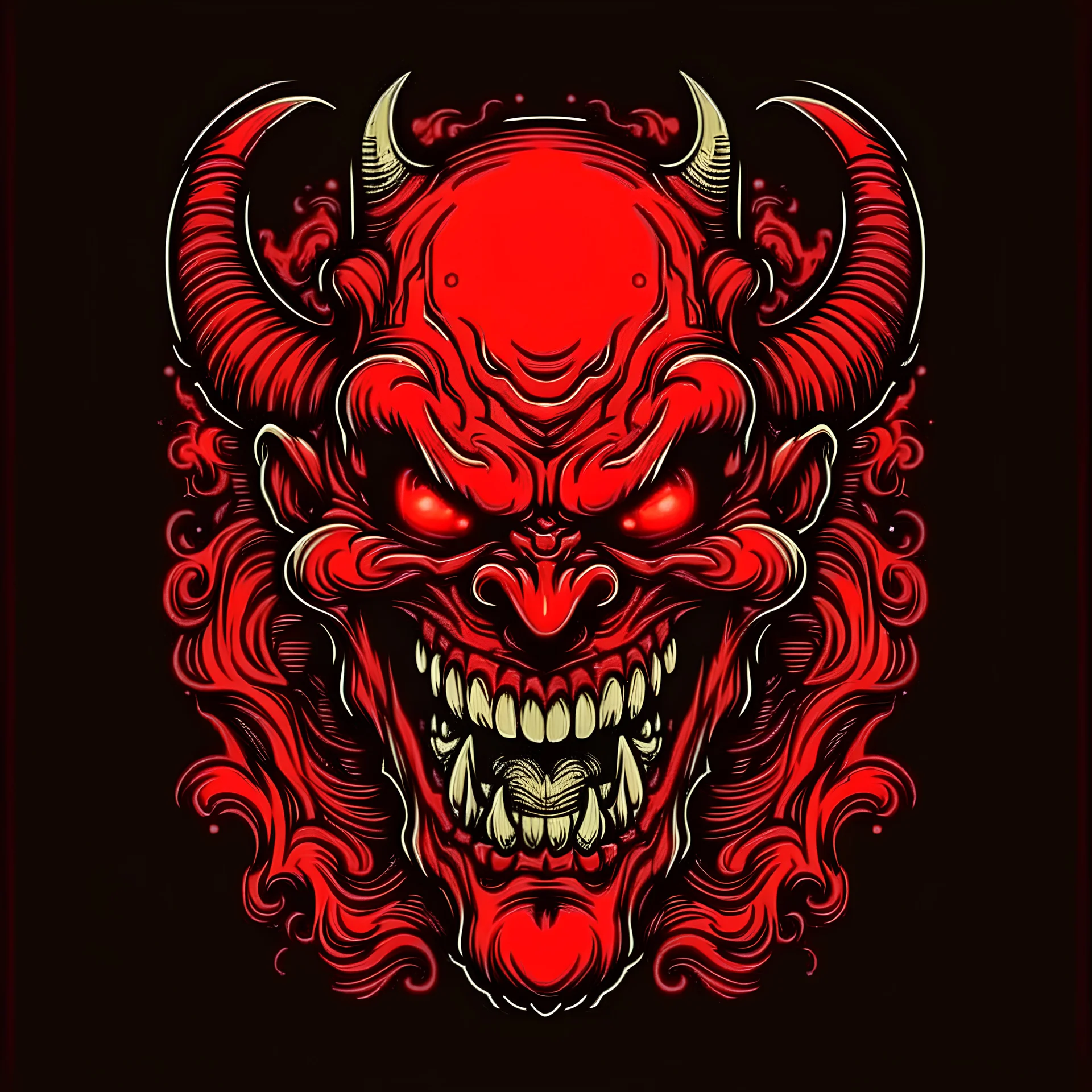 Create demon/devil t-shirt print in cartoon style