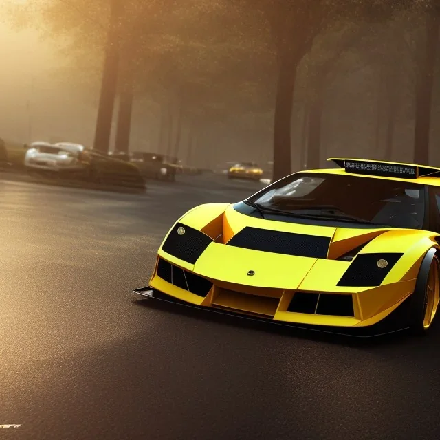 yellow lamborgini, beautiful color, RTX, TXXA, SSAO, High quality,hyperrealistic, cinematic, Super detailed, Anti-Aliasing,Full color, HDR,4k