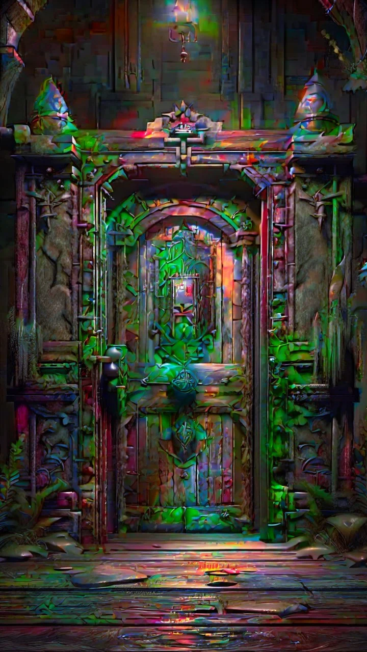 A magic door opening to one native a, high quality, high details , 8k, hyper realistic, magic style ,