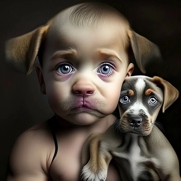 a dog human hybrid, cross breed baby,