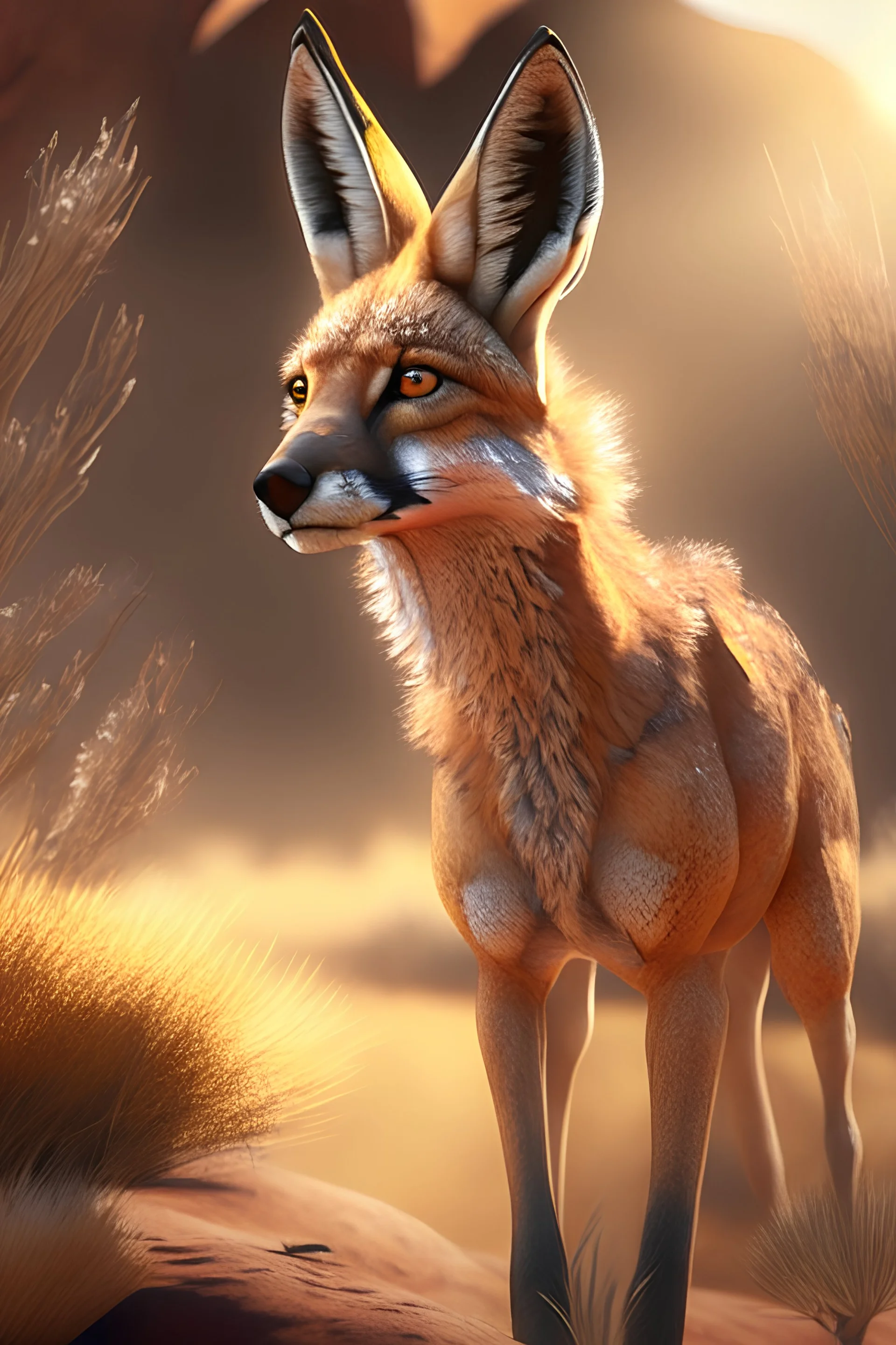 kangaroo buffalo fox,artstation, volumetric light, high detail, perfect